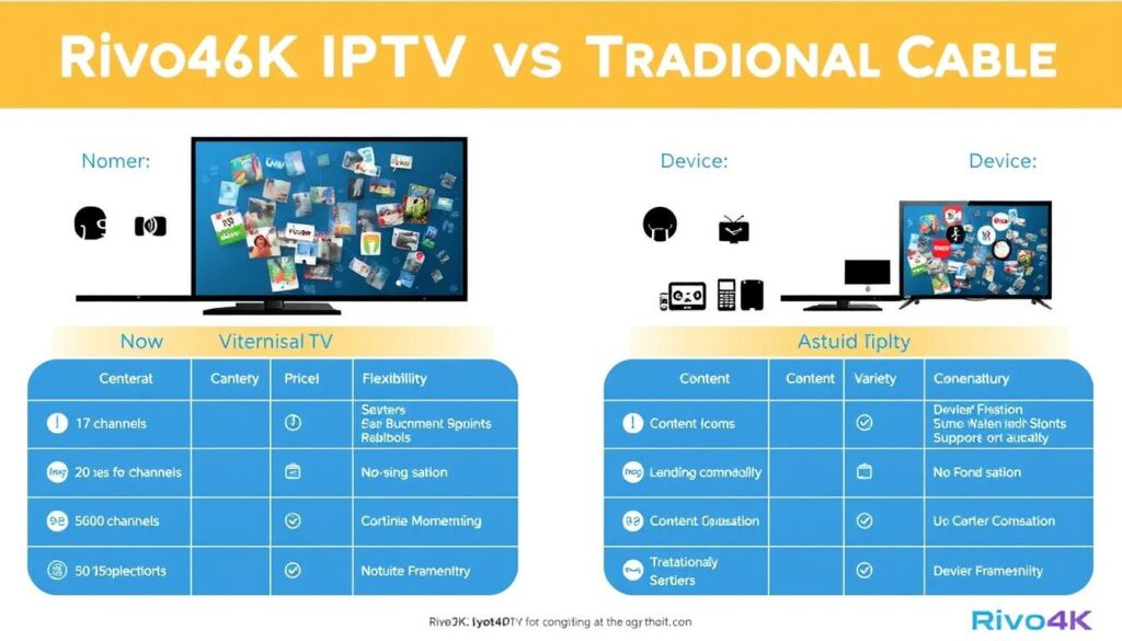Comparison of Rivo4K IPTV with traditional cable TV services
